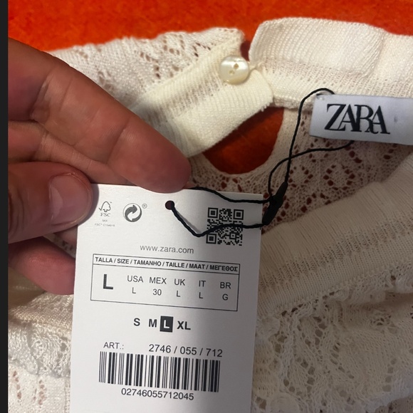 Zara ecru cream pointelle and lace knit top NWT - Picture 8 of 12